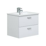 Mobile sottolavabo moderno 2 cassetti 60x45x50h cm bianco lucido - Doksuri