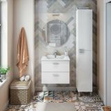 Mobile sottolavabo moderno 2 cassetti 60x45x50h cm bianco lucido - Doksuri