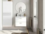 Mobile sottolavabo moderno 2 cassetti 60x45x50h cm bianco lucido - Doksuri