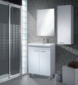 Mobile sottolavabo Naperville, Mobiletto per bagno, Armadio a 2 ante con specchio, lavabo non incluso, 50x40h80 cm, Bianco