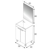 Mobile sottolavabo Naperville, Mobiletto per bagno, Armadio a 2 ante con specchio, lavabo non incluso, 50x40h80 cm, Bianco
