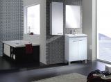 Mobile sottolavabo Naperville, Mobiletto per bagno, Armadio a 2 ante con specchio, lavabo non incluso, 50x40h80 cm, Bianco