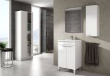 Mobile sottolavabo Naperville, Mobiletto per bagno, Armadio a 2 ante con specchio, lavabo non incluso, 50x40h80 cm, Bianco