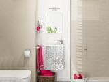 Mobile sottolavabo sospeso con specchio 40x58x22h cm bianco lucido e cemento - Akamaru
