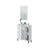 Mobile sottolavabo Venner, Mobiletto da bagno, Contenitore porta lavabo, Armadio per lavandino, 77x24 h91 cm, Bianco