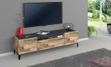 Mobile TV acero e ardesia 160x40x47h cm 2 ante e 1 cassetto - Argentoro