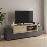 Mobile TV antracite e acero 160x45x51h cm 3 ante - Andris