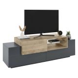 Mobile TV antracite e acero 160x45x51h cm 3 ante - Andris