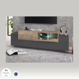 Mobile TV antracite e acero 160x45x51h cm 3 ante - Andris