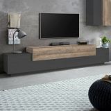 Mobile TV antracite e acero 240x45x52h cm 3 ante - Tiche