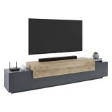Mobile TV antracite e acero 240x45x52h cm 3 ante - Tiche