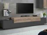 Mobile TV antracite e acero 240x45x52h cm 3 ante - Tiche
