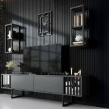 Mobile TV antracite e nero 180x30x48h cm modulabile - Iva