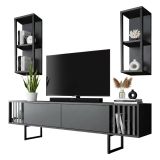Mobile TV antracite e nero 180x30x48h cm modulabile - Iva
