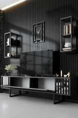 Mobile TV antracite e nero 180x30x48h cm modulabile - Iva