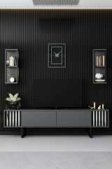 Mobile TV antracite e nero 180x30x48h cm modulabile - Iva