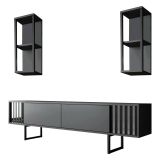 Mobile TV antracite e nero 180x30x48h cm modulabile - Iva
