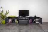 Mobile TV antracite lucido 220x41x46h cm 4 ante e 1 cassetto - Ajuly