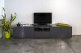 Mobile TV antracite lucido 220x41x46h cm 4 ante e 1 cassetto - Ajuly