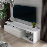 Mobile TV bianco e bianco lucido 160x38x41h cm in legno - Gisella