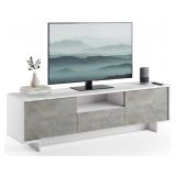 Mobile TV bianco e cemento 170x42x48h cm 2 ante e 1 cassetto - Atina