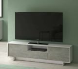 Mobile TV bianco e cemento 170x42x48h cm 2 ante e 1 cassetto - Atina