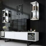 Mobile TV bianco e nero 180x30x48h cm modulabile - Iva