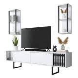 Mobile TV bianco e nero 180x30x48h cm modulabile - Iva