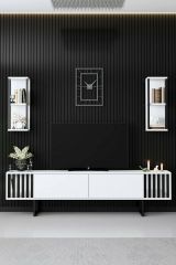 Mobile TV bianco e nero 180x30x48h cm modulabile - Iva