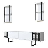 Mobile TV bianco e nero 180x30x48h cm modulabile - Iva