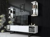 Mobile TV bianco e nero 180x30x48h cm modulabile - Iva