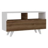 Mobile TV bianco e noce 90x29x50h cm in legno - Mun