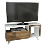 Mobile TV bianco e noce 90x29x51h cm in legno - Barrali
