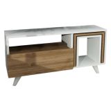 Mobile TV bianco e noce 90x29x51h cm in legno - Barrali