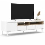 Mobile TV bianco e quercia 155x48x48h cm in legno - Rosata