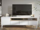Mobile TV bianco e quercia 155x48x48h cm in legno - Rosata