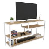 Mobile TV bianco e rovere 120x39x75h cm in legno - Ivette
