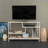 Mobile TV bianco e rovere 120x39x75h cm in legno - Ivette