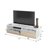 Mobile TV bianco e rovere 130x40x36h cm 2 ante - Ahuri