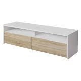 Mobile TV bianco e rovere 130x40x36h cm 2 ante - Ahuri