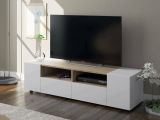 Mobile TV bianco e rovere 138x42x36h cm 4 ante - Ebe