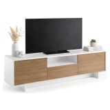 Mobile TV bianco e rovere 170x42x48h cm 2 ante e 1 cassetto - Atina