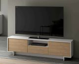 Mobile TV bianco e rovere 170x42x48h cm 2 ante e 1 cassetto - Atina