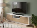 Mobile TV bianco e rovere 170x42x48h cm 2 ante e 1 cassetto - Atina