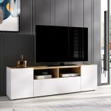 Mobile TV bianco e rovere nodi 141x34x43h cm 3 ante - Vulcano