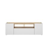 Mobile TV bianco e rovere nodi 141x34x43h cm 3 ante - Vulcano