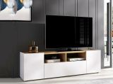 Mobile TV bianco e rovere nodi 141x34x43h cm 3 ante - Vulcano