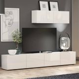 Mobile TV bianco lucido 225x38x39h cm 4 ante - Ame
