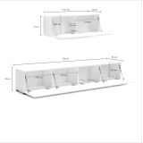 Mobile TV bianco lucido 225x38x39h cm 6 ante - Vongfong