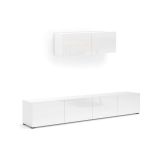 Mobile TV bianco lucido 225x38x39h cm 6 ante - Vongfong